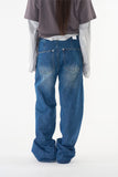 Shell flare denim pants