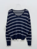 Lina Striped V-Neck Knit T-Shirt
