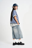 Mer Washed Denim Bermuda Pants