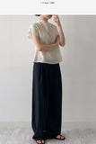 Pleated Mock Neck Cap Sleeve Blouse