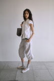 WRAP BUTTON CAP SLEEVE BLOUSE