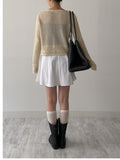 Ribbon Crochet Punching Knit Cardigan