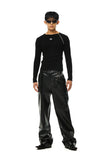 LEATHER BIKER PANTS
