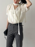 Pomelo Tie Short Sleeve Blouse