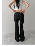 Striped Low Bootcut Denim Pants