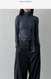 [Brushed Lining] Tie Pintuck Turtleneck T-Shirt