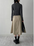 Two-pin tuck cotton flare skirt