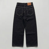 Monster Lettering Stitch Wide Denim Pants