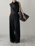 Glossy Drape Sleeveless Blouse
