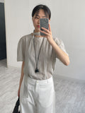[Tie SET] Suela Balloon Fit Short Sleeve Blouse
