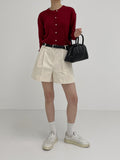 Bed pintuck cotton short pants