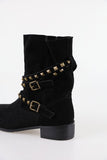Suede strap middle boots