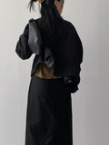 Cotton high neck over fit bomber jacket