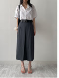 [Summer ver.] Pencil pleated long skirt
