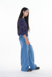 Back pocket flare denim pants
