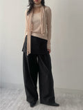 [Muffler set] Pleats U-neck Long Sleeve T-shirt