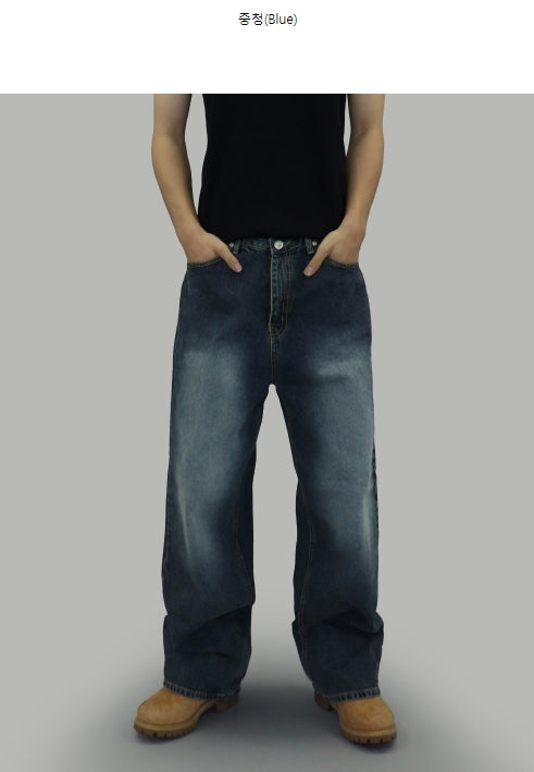 【SCENERITY】Igu Vintage Washed Denim Jeans SCENERITY (シナリティ) - イグビンテージグリーンウォッシング
