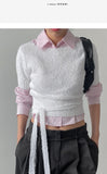 [Scarf Set] Tail Boat Neck Half Knit