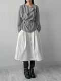 Cowl Belted Loose-Fit Blouse