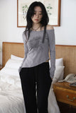 Rivet bean studded pants