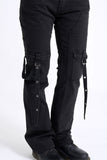 Buckle dyeing slim denim pants