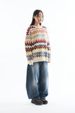 Nordic pattern round neck knit