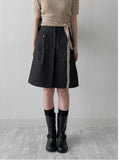 Road Pintuck A-Line Midi Skirt