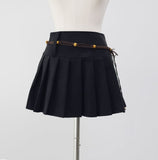 Sher pleated leather skirt