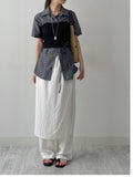 Tencel collar strap blouse