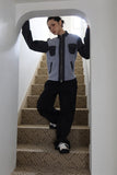 Color matching ribbed pocket jumper