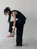 [SET] Stitch Denim Vest Pants Set