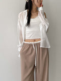 Color Matching Stripe Banding Wide Pants