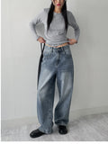[unisex] 515 cat-washed wide denim pants