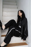 Vegan leather varsity jacket