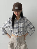 Check Seersucker Crop Shirt