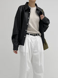 Leather Overfit Crop Shirt