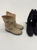 Fawn Suede Two-Buckle Half Boots