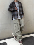 Diagonal Zipper Nylon Cargo Pants