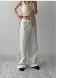 Jacquard Strap Two-Way Wide Pants