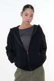 Stone eyelet overfit hoodie zip-up
