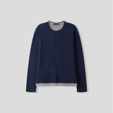 Waffle Henley Neck Long Sleeve