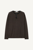 Striped Henley neck long sleeve knit