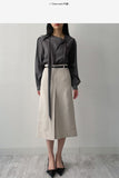 Unbalanced One-Tie Puff Blouse