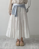 Antique Tiered Flare Long Skirt
