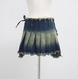 Rickett Denim Pleated Wrap Skirt