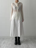 Dent High Neck Tencel See-Through Blouse