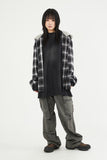 Wool sleeve snap flannel hood shirt