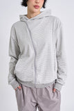 City stripe unbalance hood zip-up