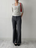 Cotton Nylon Semi-Bootcut Pants