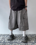Washed Diagonal Cargo Bermuda Banding Pants